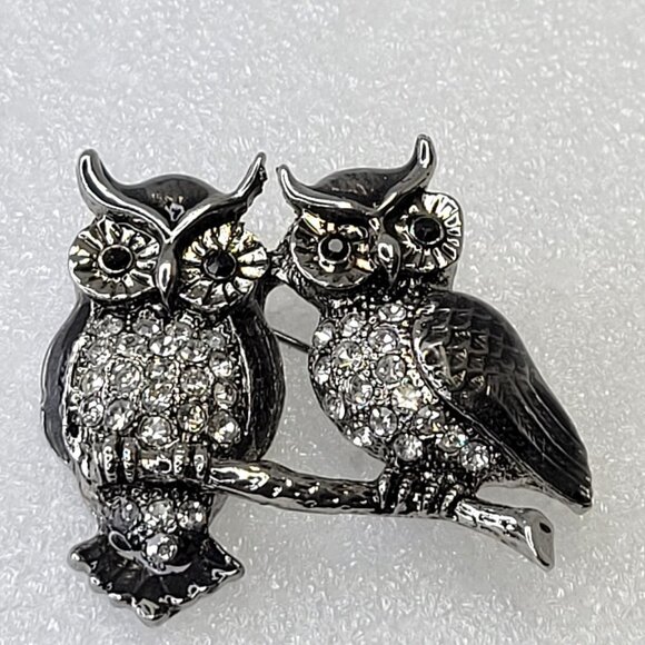 Two Owls Brooch Pin - Picture 10 of 11
